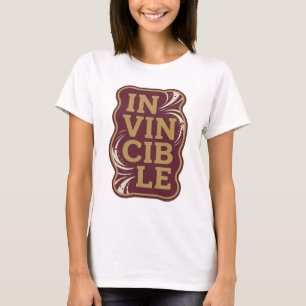 T-shirt Conception de déclaration dorée iconique INVINCIBL