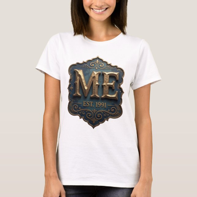 T-shirt Conception de déclaration Dynamic Gold ME EST 1991 (Devant)