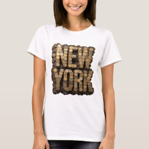 T-shirt Conception de déclaration NEW YORK en or élégant