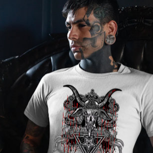 T-shirt Conception de démon de crâne de chèvre