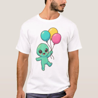 T-shirt Conception de dessin animé d'alien Kawaii avec bal