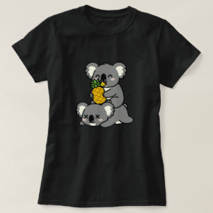 T-shirt Conception de dessin animé de koalas mignons mange