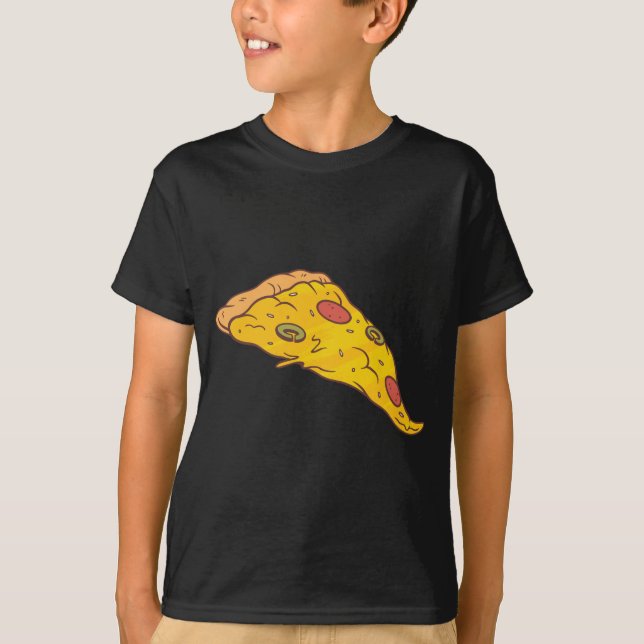 T-shirt Conception de dessin animé de morceau de pizza sav (Devant)