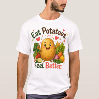 T-shirt Conception de dessin animé de pomme de terre saine