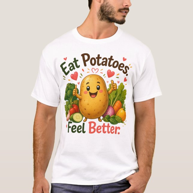 T-shirt Conception de dessin animé de pomme de terre saine (Devant)