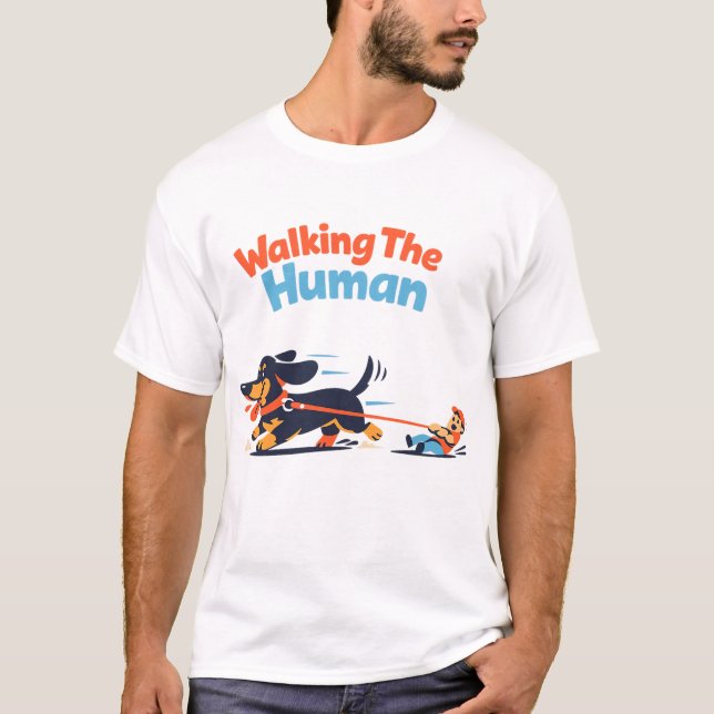 T-shirt Conception de dessin animé de propriétaire de chie (Devant)