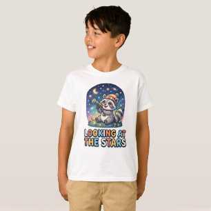 T-shirt Conception de dessin animé de raton laveur stargaz