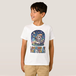 T-shirt Conception de dessin animé de raton laveur stargaz