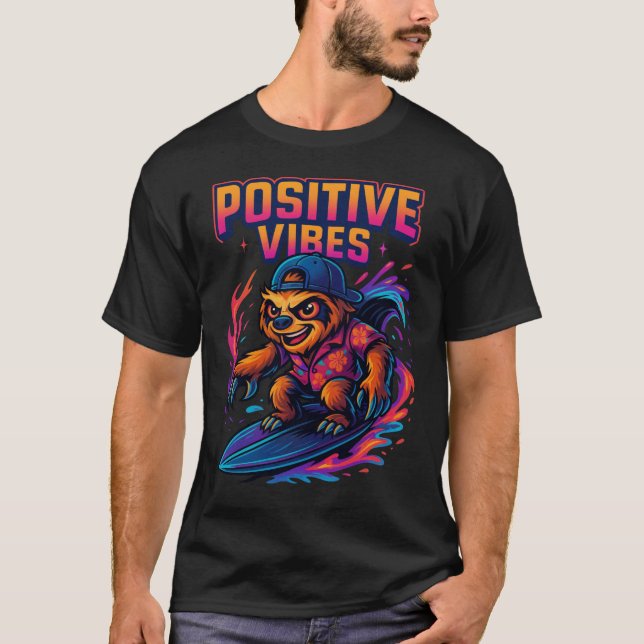 T-shirt Conception de dessin animé tropical néon (Devant)