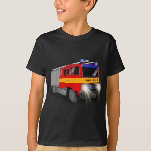 T-shirt Conception de dessin du moteur cool d'incendie pou (Devant)