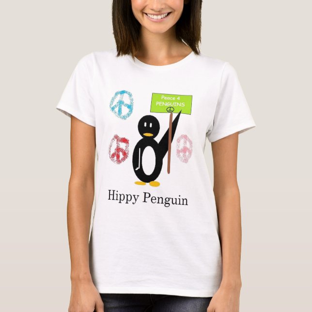T-shirt Conception de double de pingouin de hippie (Devant)
