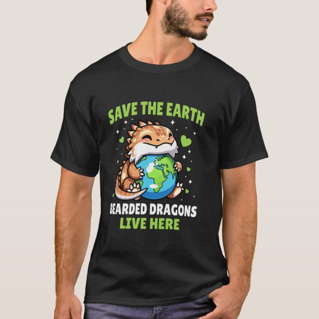 T-shirt Conception de dragon barbu Sauver la Terre - Ea dr (Devant)