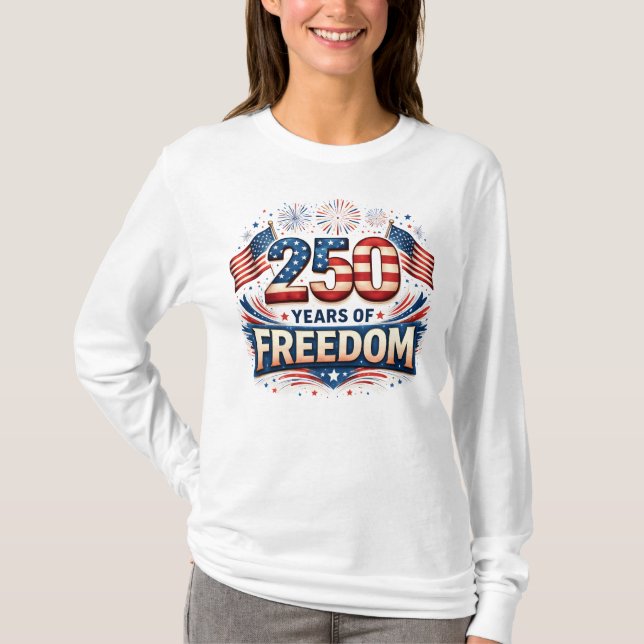 T-shirt Conception de drapeau américain USA 250 ans de lib (Devant)