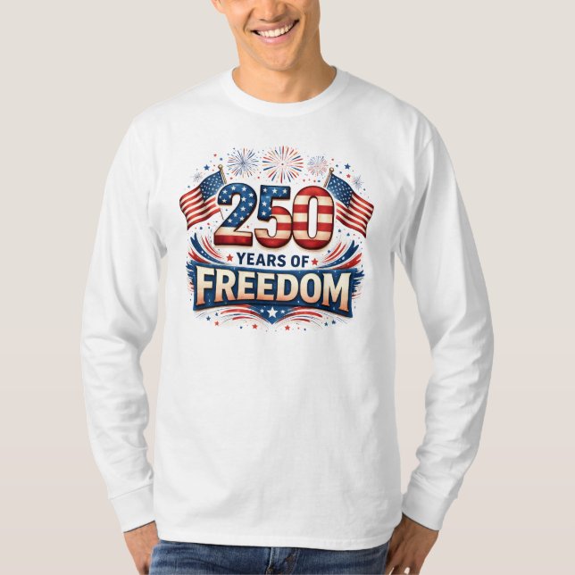 T-shirt Conception de drapeau américain USA 250 ans de lib (Devant)