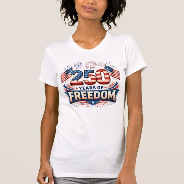 T-shirt Conception de drapeau américain USA 250 ans de lib (Devant)
