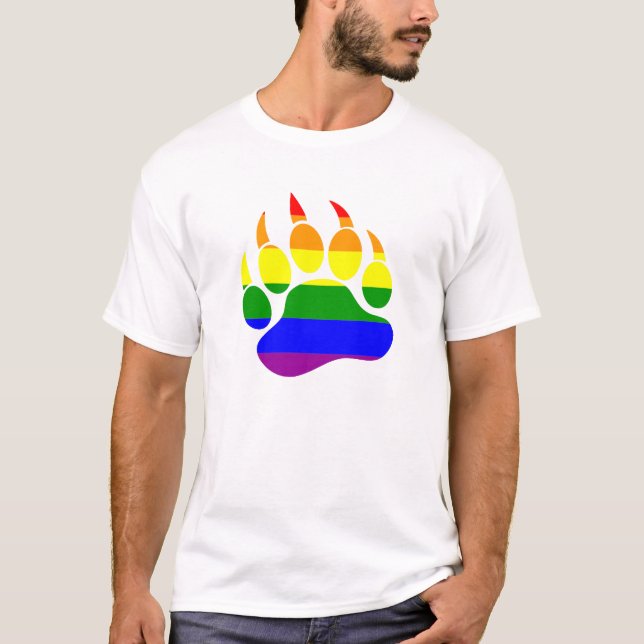 T-shirt Conception de drapeau arc-en-ciel Bear Claw (Devant)