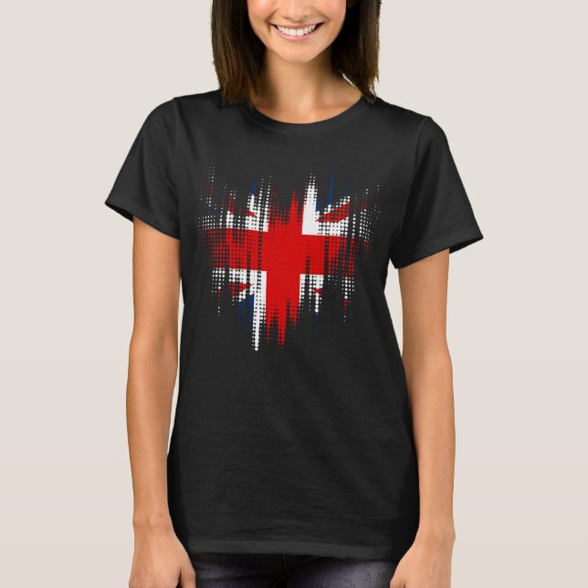 T-shirt Conception de drapeau britannique grunge noir pour (Devant)