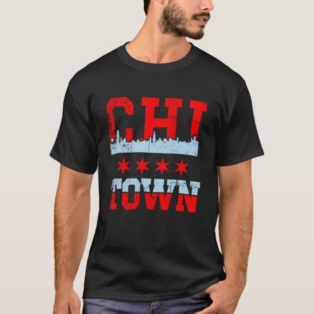 T-shirt Conception de drapeau de la skyline souvenir de Ch (Devant)