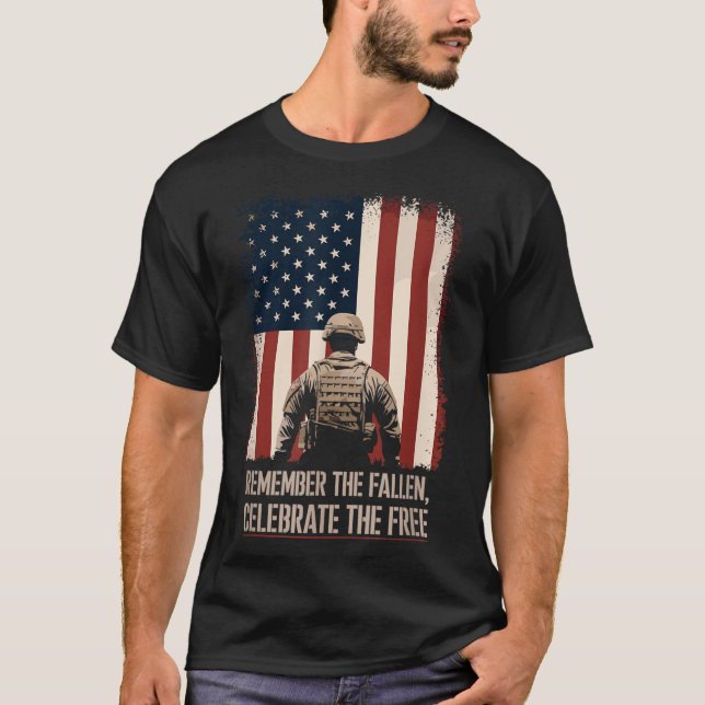 T-shirt Conception de drapeau patriotique commémoratif Jou (Devant)