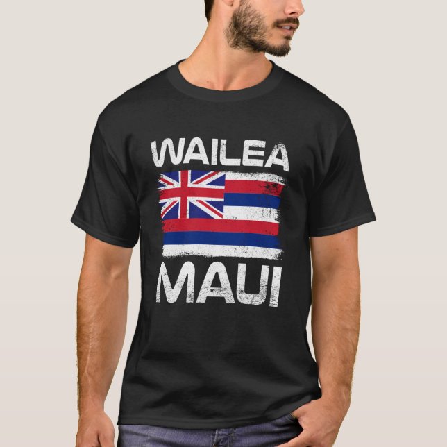 T-shirt Conception de drapeau Wailea Maui Hawaii Drapeau h (Devant)