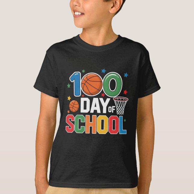 T-shirt Conception de fan de basket-ball rétro 100 jours d (Devant)