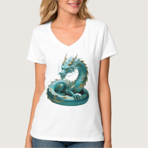 T-shirt Conception de fantasy artistique de dragon d'or ve