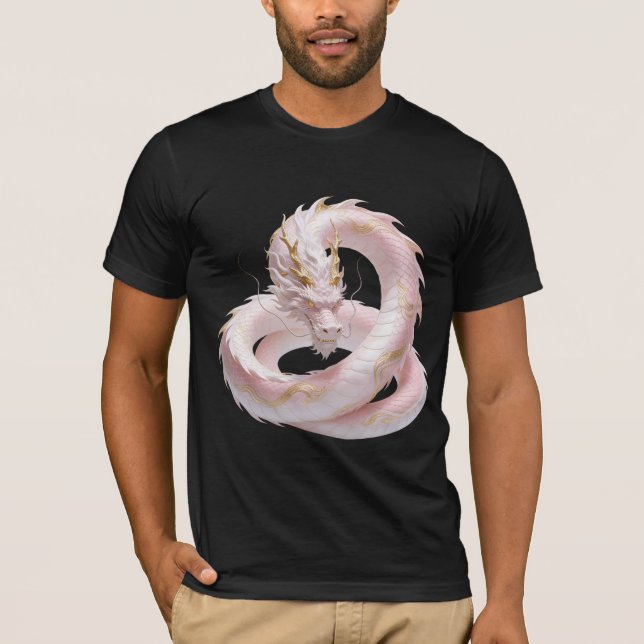 T-shirt Conception de fantasy de dragon en or blanc chinoi (Devant)