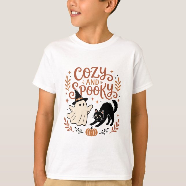 T-shirt Conception de fantôme cosy et effrayant (Devant)