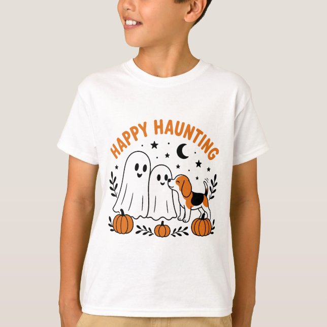 T-shirt Conception de fantôme de hantise heureuse (Devant)