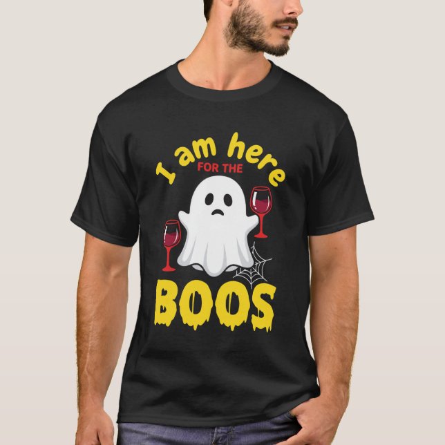 T-shirt Conception de fantôme de vin d'Halloween Boos (Devant)