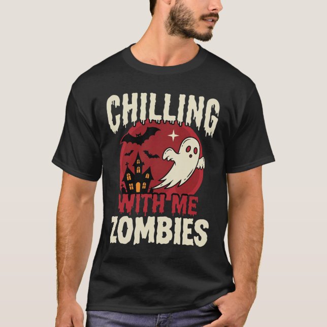 T-shirt Conception de fantôme de zombies passant Halloween (Devant)