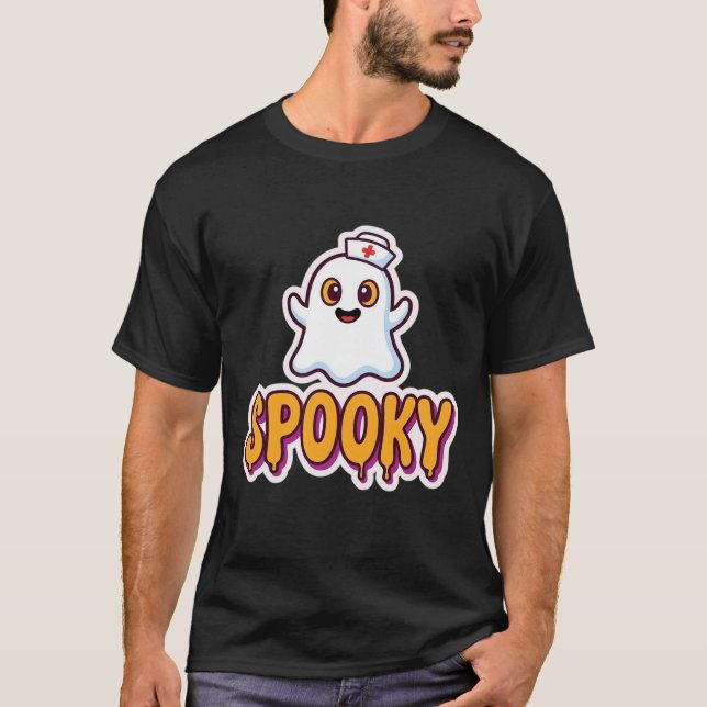 T-shirt Conception de fantôme d'Halloween d'infirmière eff (Devant)