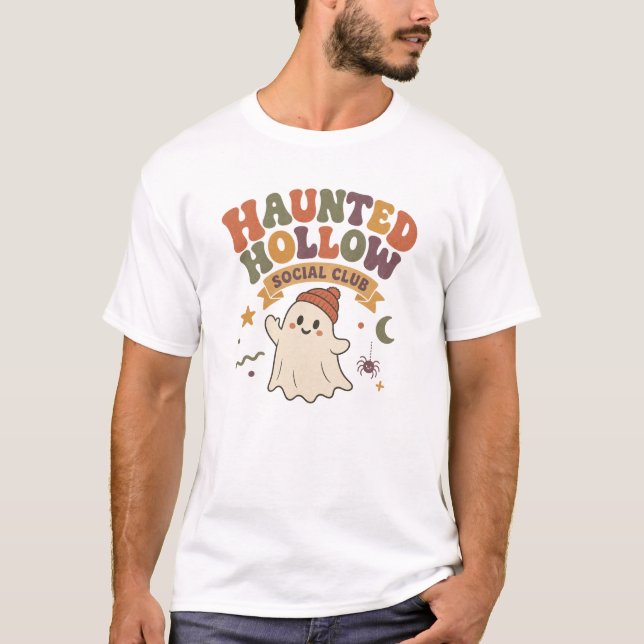 T-shirt Conception de fantôme du Haunted Hollow Social Clu (Devant)