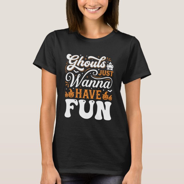 T-shirt Conception de fantômes d'Halloween qui veulent jus (Devant)
