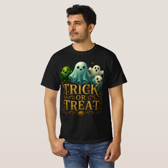 T-shirt Conception de fantômes mignons "Farce ou Friandise (Devant entier)
