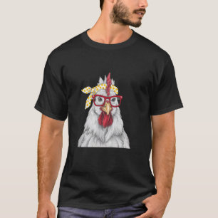 T-shirt Conception de ferme amusante de poulet hipster rét