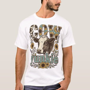 T-shirt Conception de ferme de tournesol Yunkie vache vint