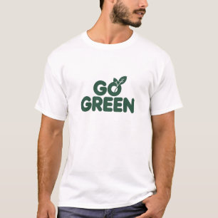 T-shirt Conception de feuille écologique minimaliste verte