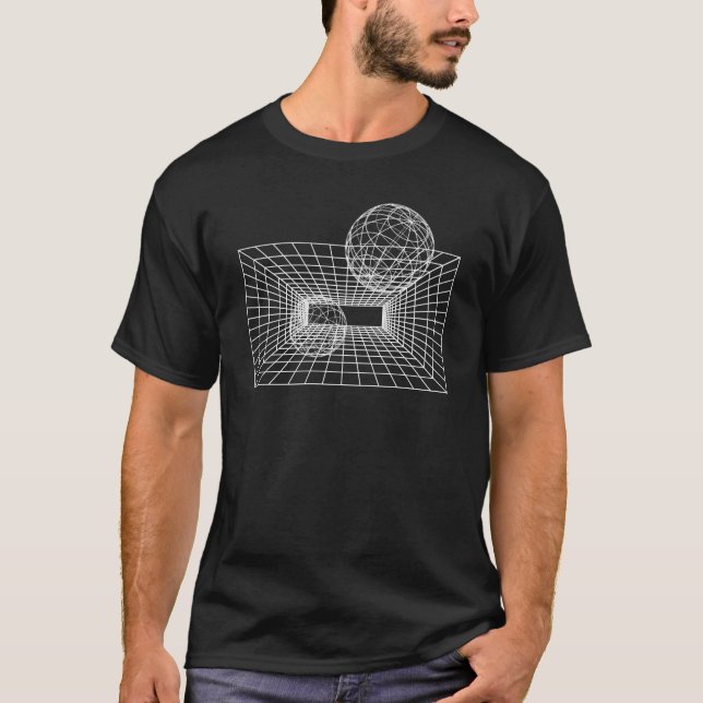 T-shirt conception de fil de fer géométrique futuriste.  (Devant)
