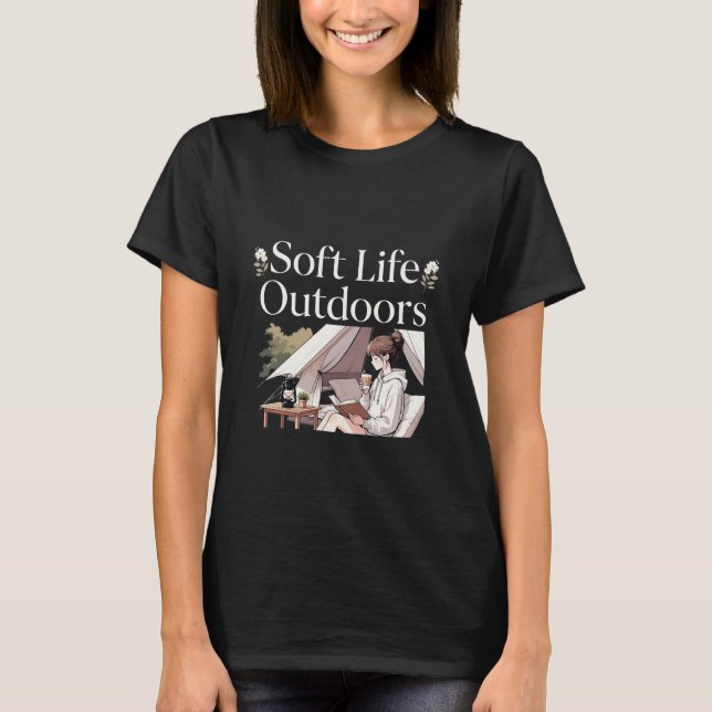 T-shirt Conception de fille d'anime de camping confortable (Devant)