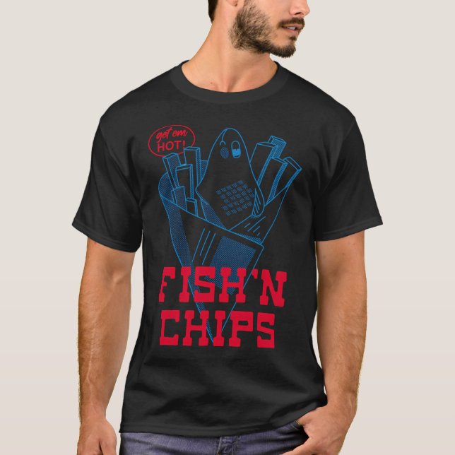 T-shirt Conception de Fish and Chips Rétro - Nourriture An (Devant)