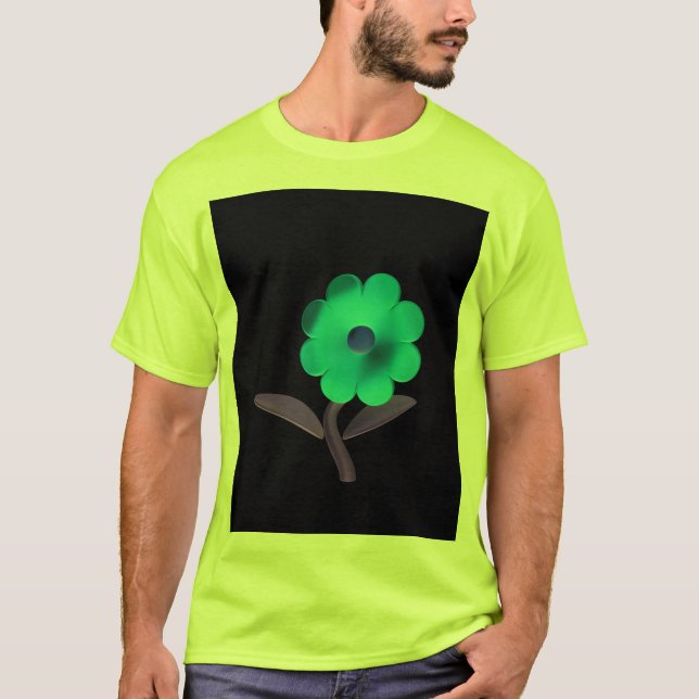 T-shirt Conception de fleur bleue 3D moderne. (Devant)