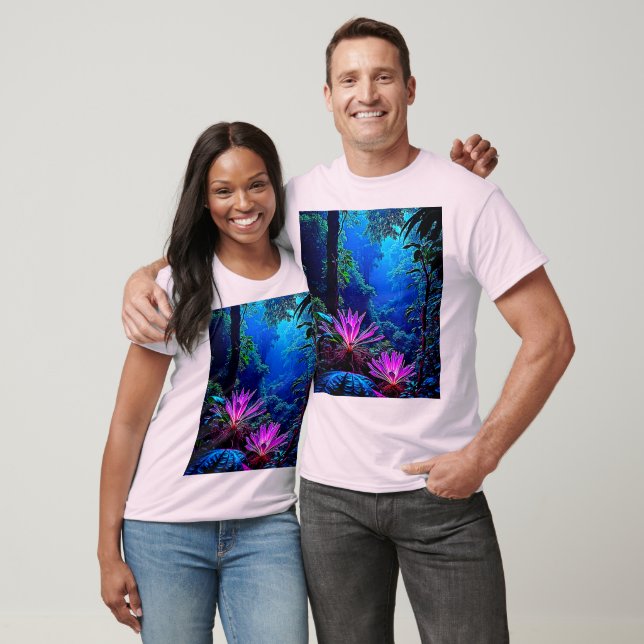 T-shirt Conception de Fleur de Jungle Lumineuse Mystique (Unisexe)