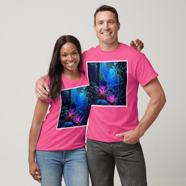 T-shirt Conception de Fleur de Jungle Lumineuse Mystique (Unisexe)