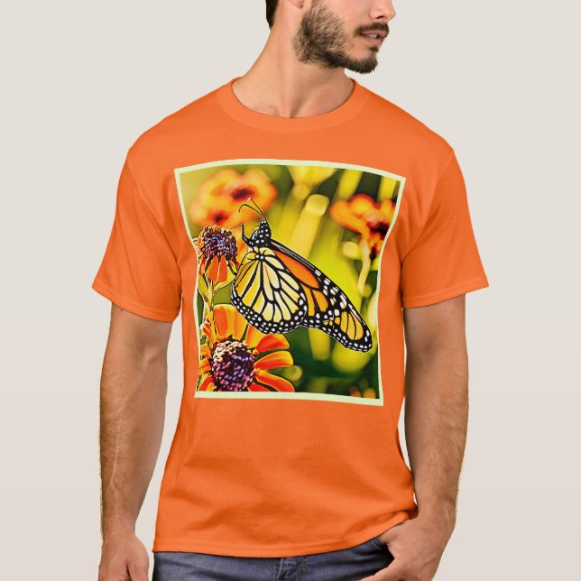 T-shirt Conception de fleur de papillon monarque délicat (Devant)