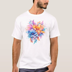T-shirt Conception de fleurs florales aquarelle-24683