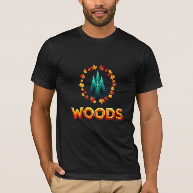 T-shirt Conception de forêt automnale géométrique (Devant)