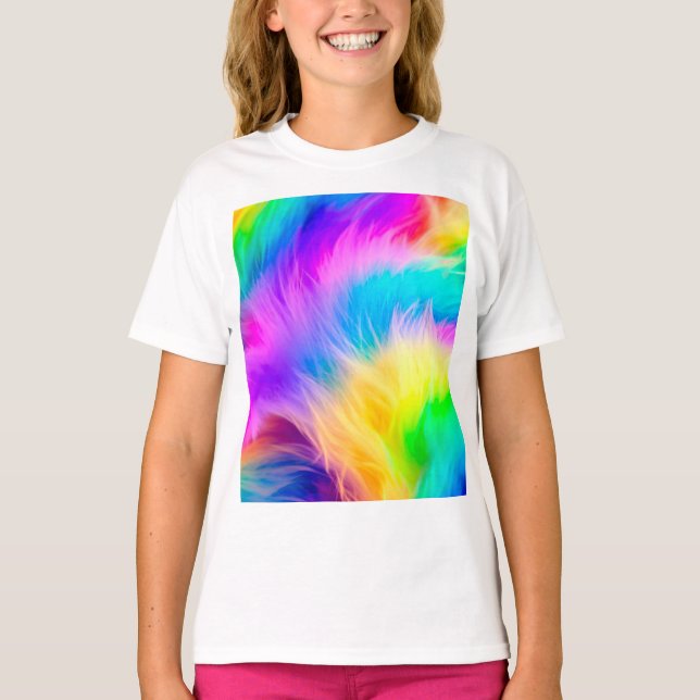 T-shirt Conception de fourrure aux couleurs de l'arc-en-ci (Devant)