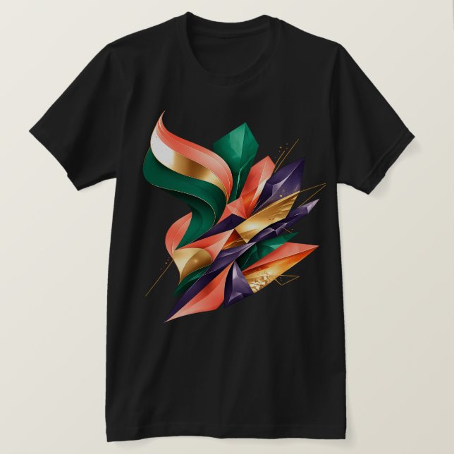 T-shirt Conception de fragment géométrique vert et or abst (Design devant)