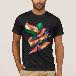 T-shirt Conception de fragment géométrique vert et or abst